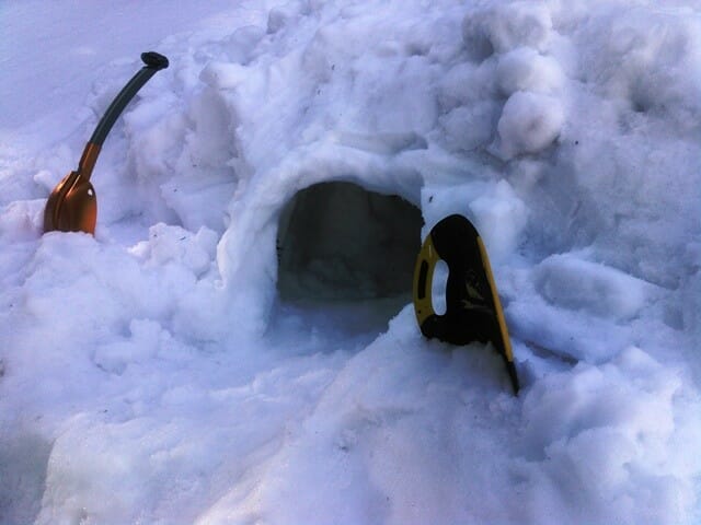 A snow cave for winter shelter