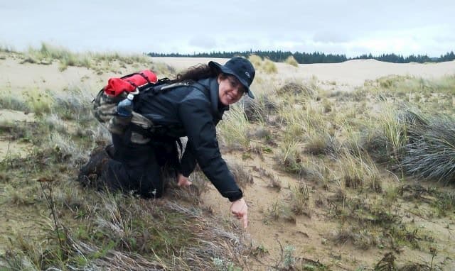 Oregon Survival School. Tracking wildlife on the Oregon Dunes.