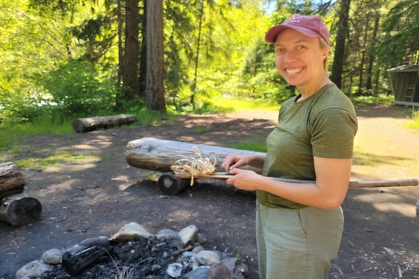 Woman learning advanced bush skills."